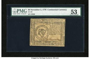 image for: Continental Currency November 2, 1776 $8 PMG About Uncirculated 53....