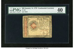 image for: Continental Currency January 14, 1779 $20 PMG Extremely Fine 40....