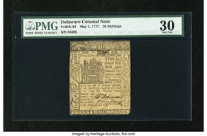 image for: Delaware May 1, 1777 20s PMG Very Fine 30....