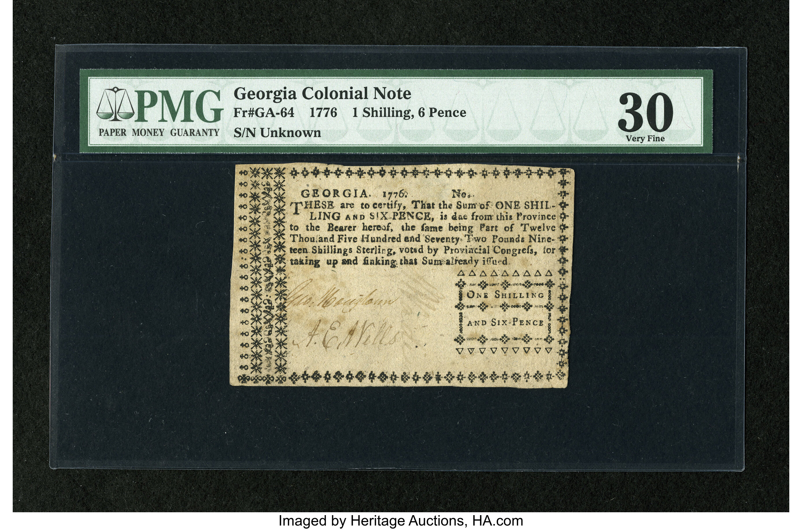 image for: Georgia 1776 1s/6d PMG Very Fine 30....