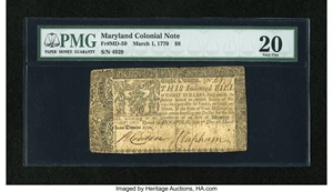 image for: Maryland March 1, 1770 $8 PMG Very Fine 20....