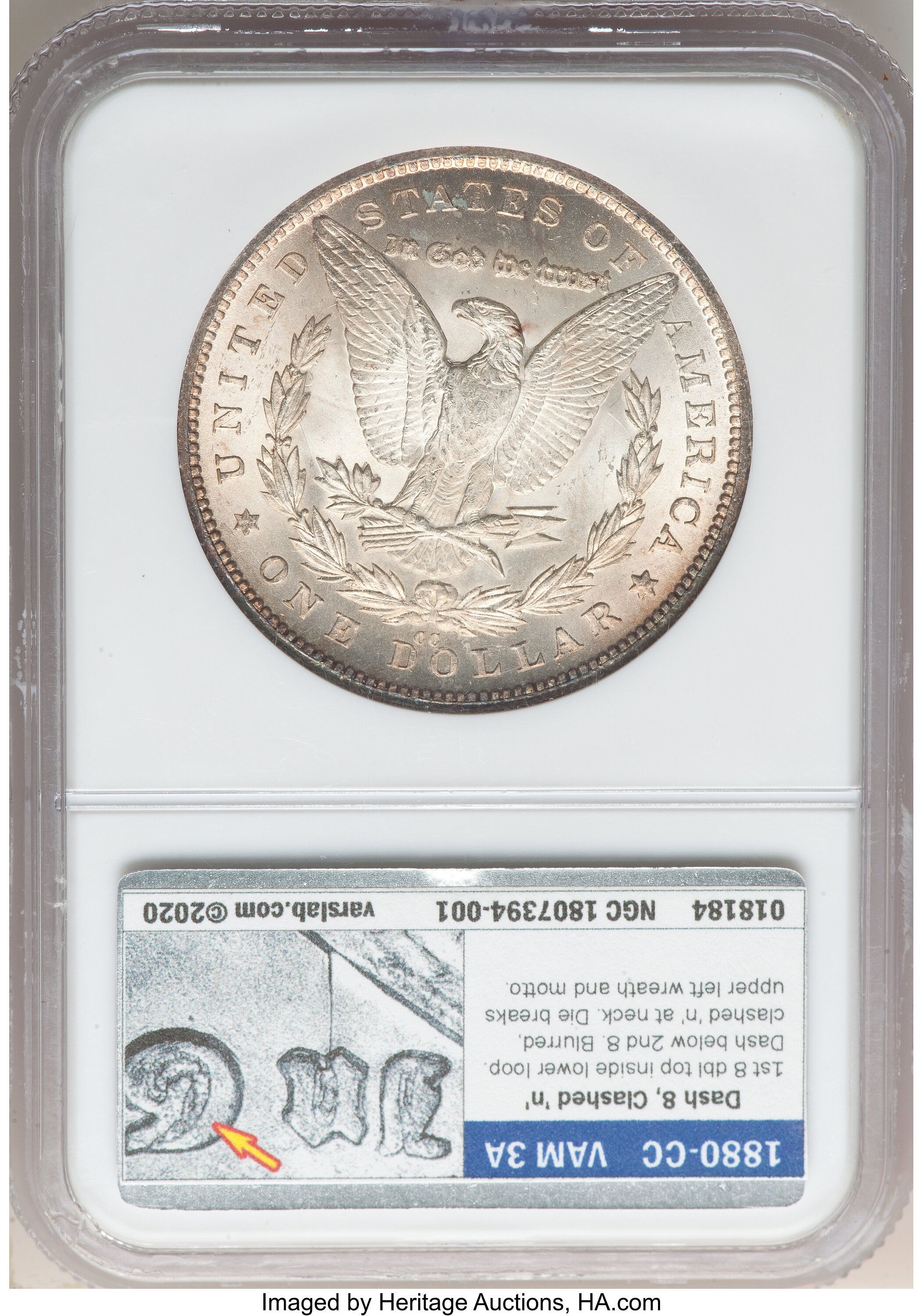1880-CC $1  Dash Under 8, VAM-3 AU58 thumbnail 4
