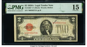 image for: Fr. 1502* $2 1928A Legal Tender Star Note. PMG Choice Fine 15....