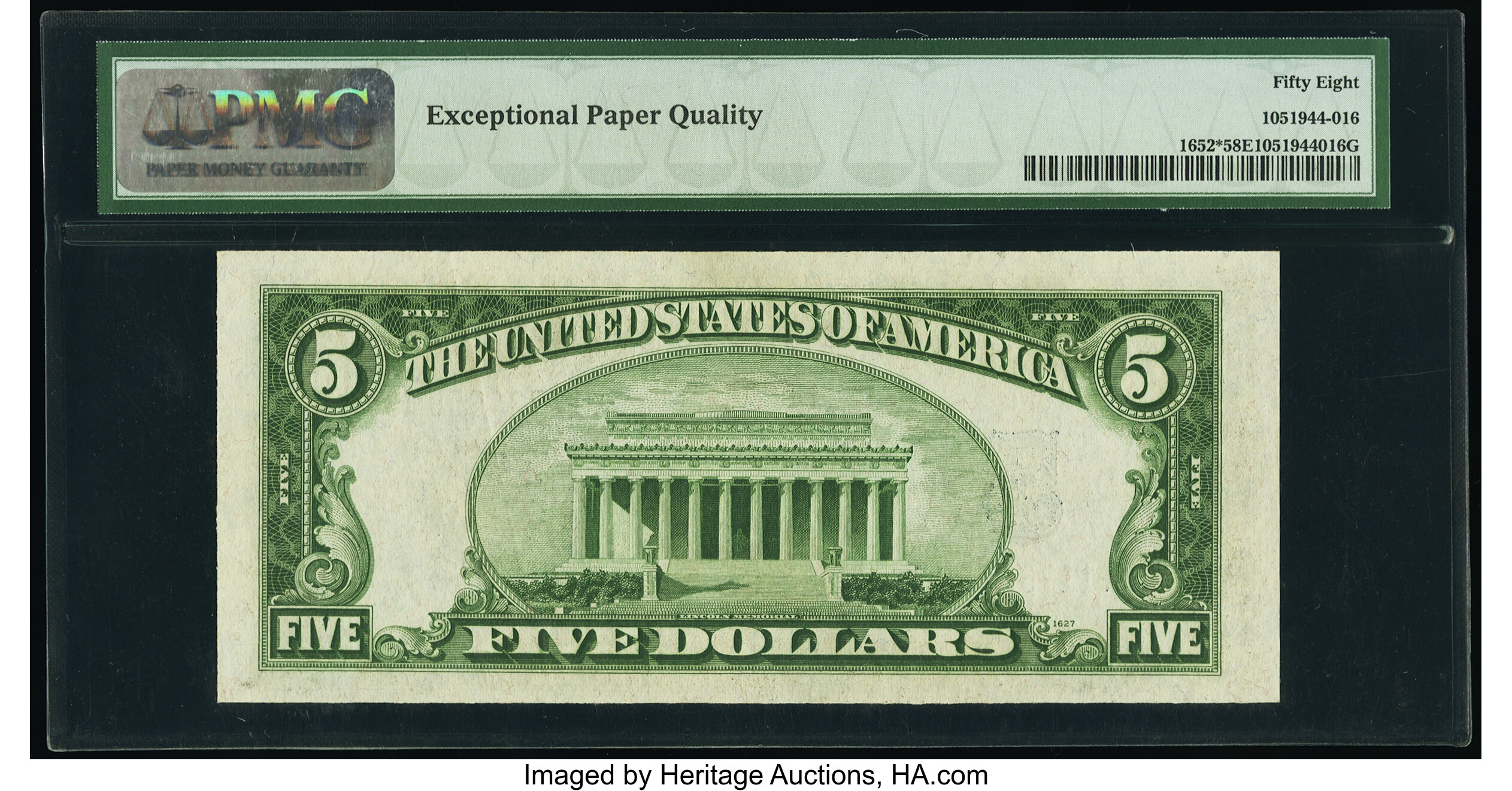 image for: Fr. 1652* $5 1934B Silver Certificate Star. PMG Choice About Unc 58 EPQ....