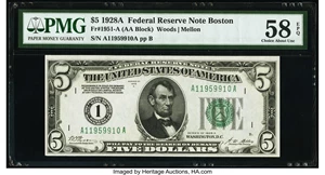 image for: Fr. 1951-A $5 1928A Federal Reserve Note. PMG Choice About Unc 58 EPQ....