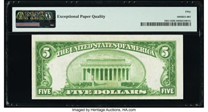 image for: Fr. 1951-I $5 1928A Federal Reserve Note. PMG About Uncirculated 50 EPQ....