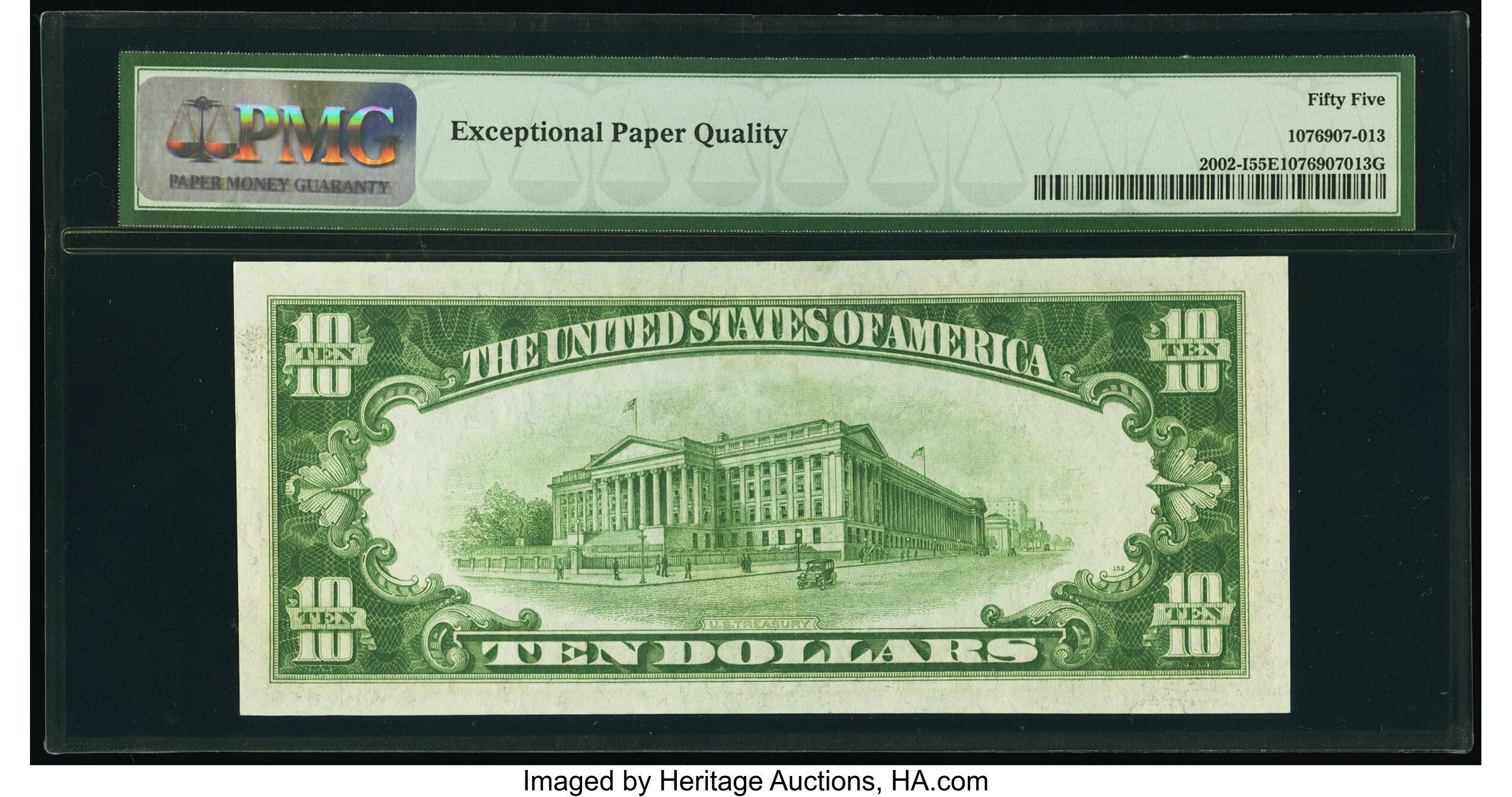 image for: Fr. 2002-I $10 1928B Light Green Seal Federal Reserve Note. PMG About Uncirculated 55 EPQ....