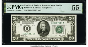 image for: Fr. 2050-K $20 1928 Federal Reserve Note. PMG About Uncirculated 55....