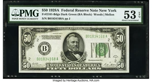 image for: Fr. 2101-B $50 1928A Federal Reserve Note. PMG About Uncirculated 53 EPQ....