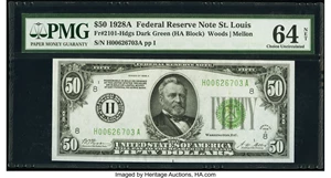 image for: Fr. 2101-H $50 1928A Federal Reserve Note. PMG Choice Uncirculated 64 Net....
