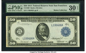 image for: Fr. 1068 $50 1914 Federal Reserve Note PMG Very Fine 30 EPQ....