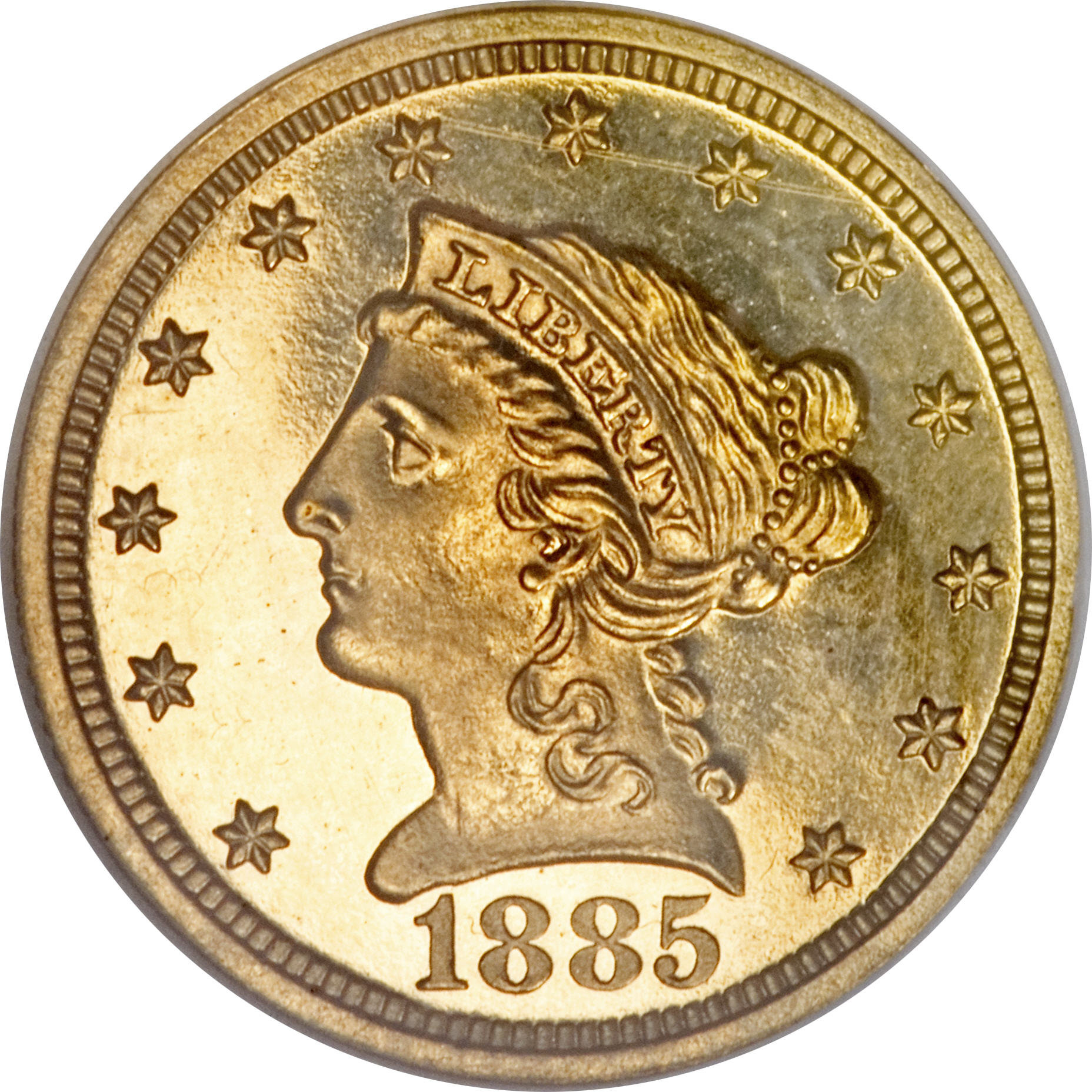 image for: 1885 $2 1/2 PR64 Cameo NGC....