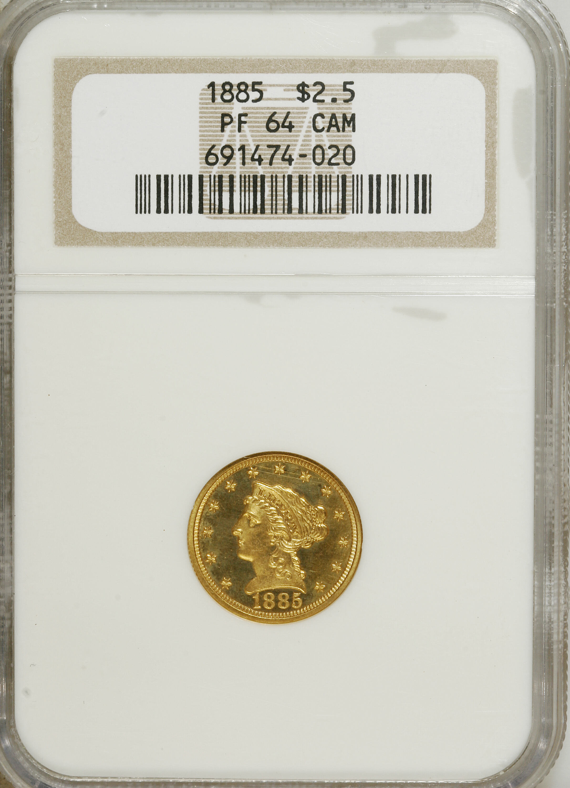 image for: 1885 $2 1/2 PR64 Cameo NGC....