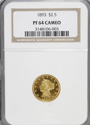 image for: 1893 $2 1/2 PR64 Cameo NGC....