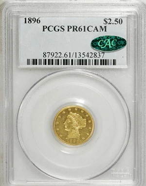 image for: 1896 $2 1/2 PR61 Cameo PCGS. CAC....