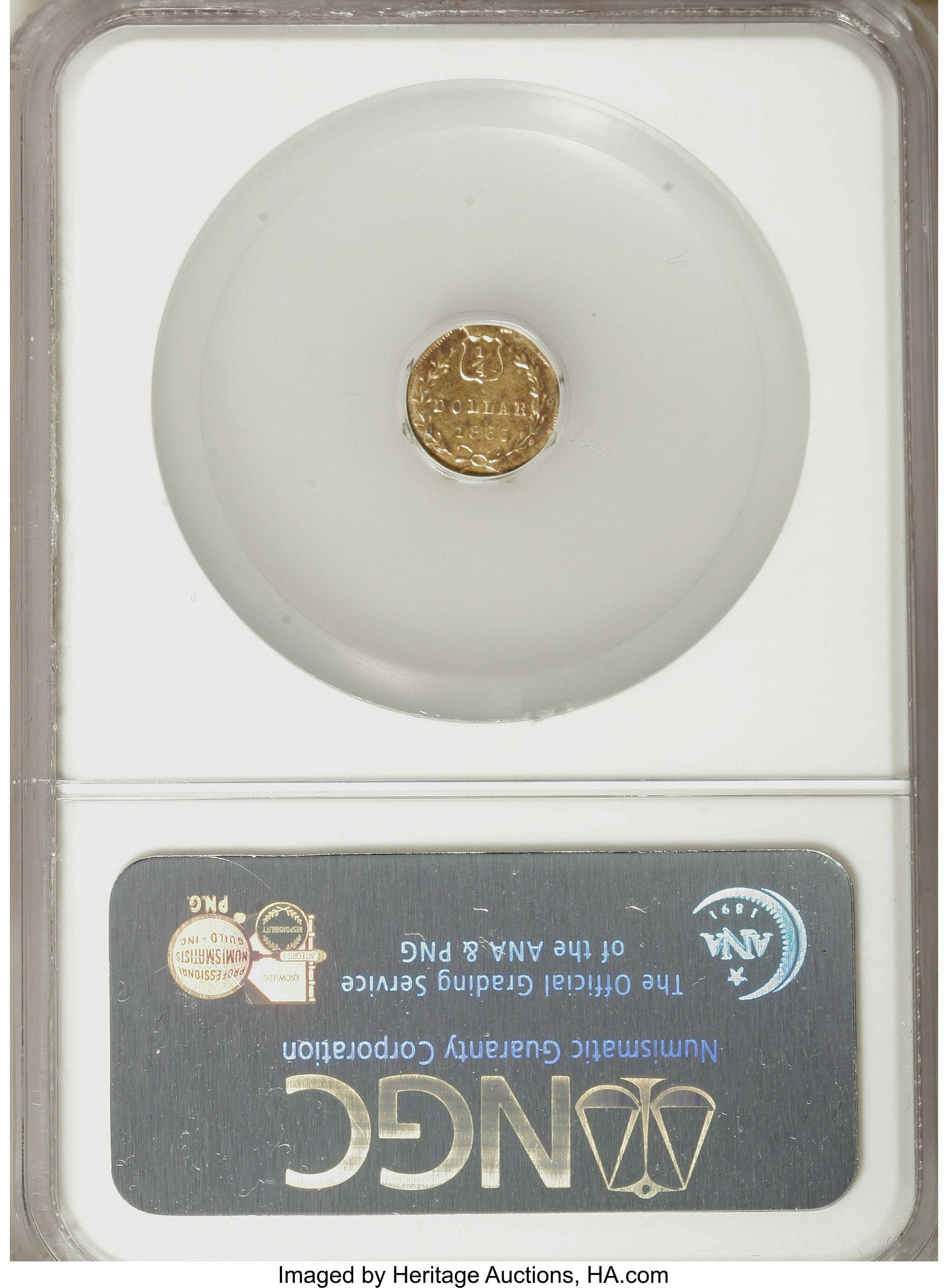image for: 1866 25C Liberty Octagonal 25 Cents, BG-738, R.7, AU58 NGC. NGC Census: (1/1). PCGS Population (2/6).   (#10565)...