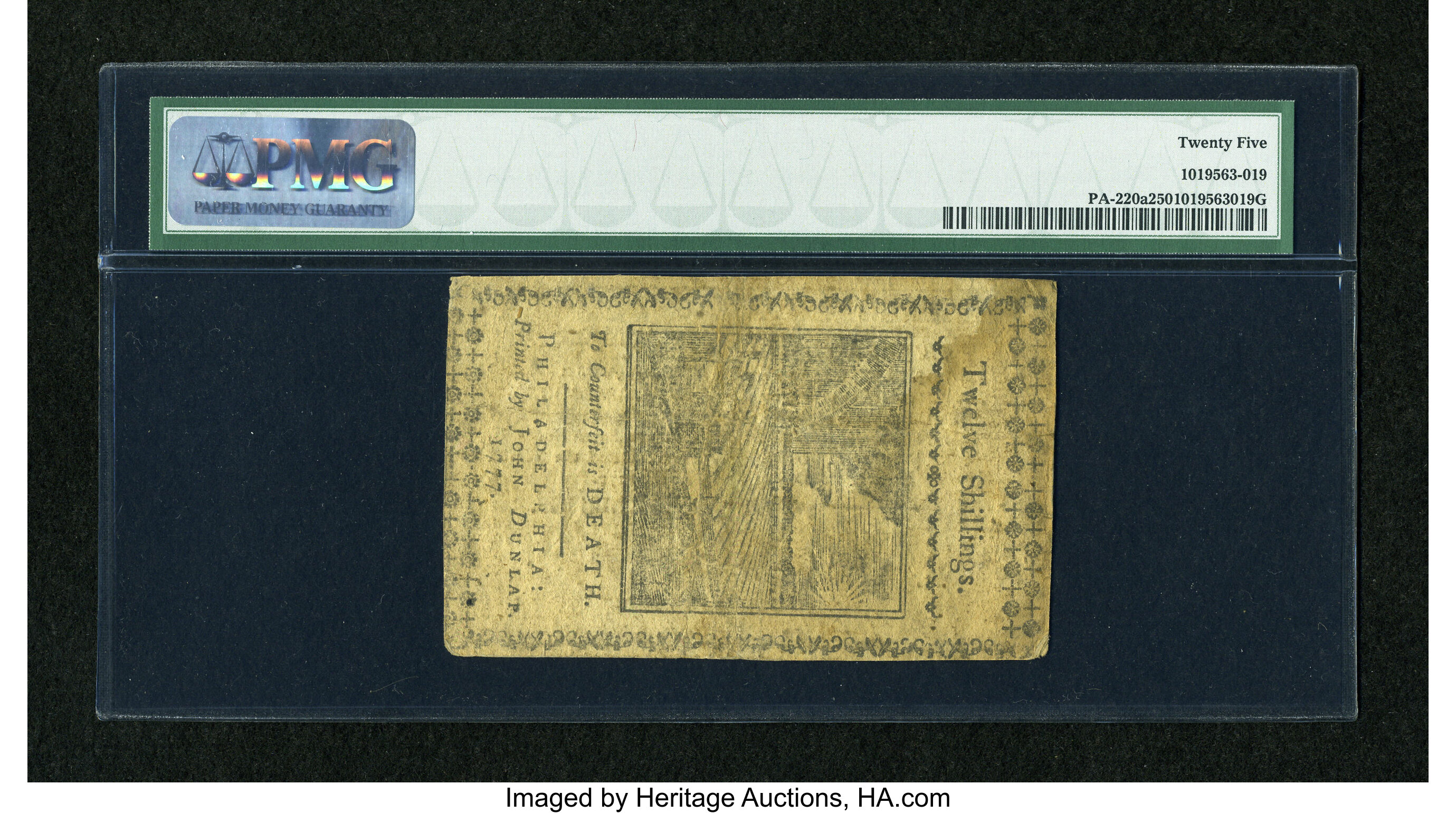 image for: Pennsylvania April 10, 1777 12s PMG Very Fine 25....