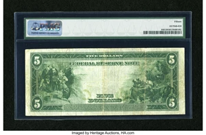 image for: Fr. 845 $5 1914 Federal Reserve Note PMG Choice Fine 15....