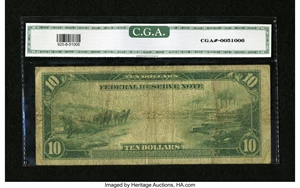 image for: Fr. 925 $10 1914 Federal Reserve Note CGA Very Good 08....