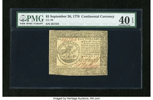 image for: Continental Currency September 26, 1778 $5 PMG Extremely Fine 40 EPQ....