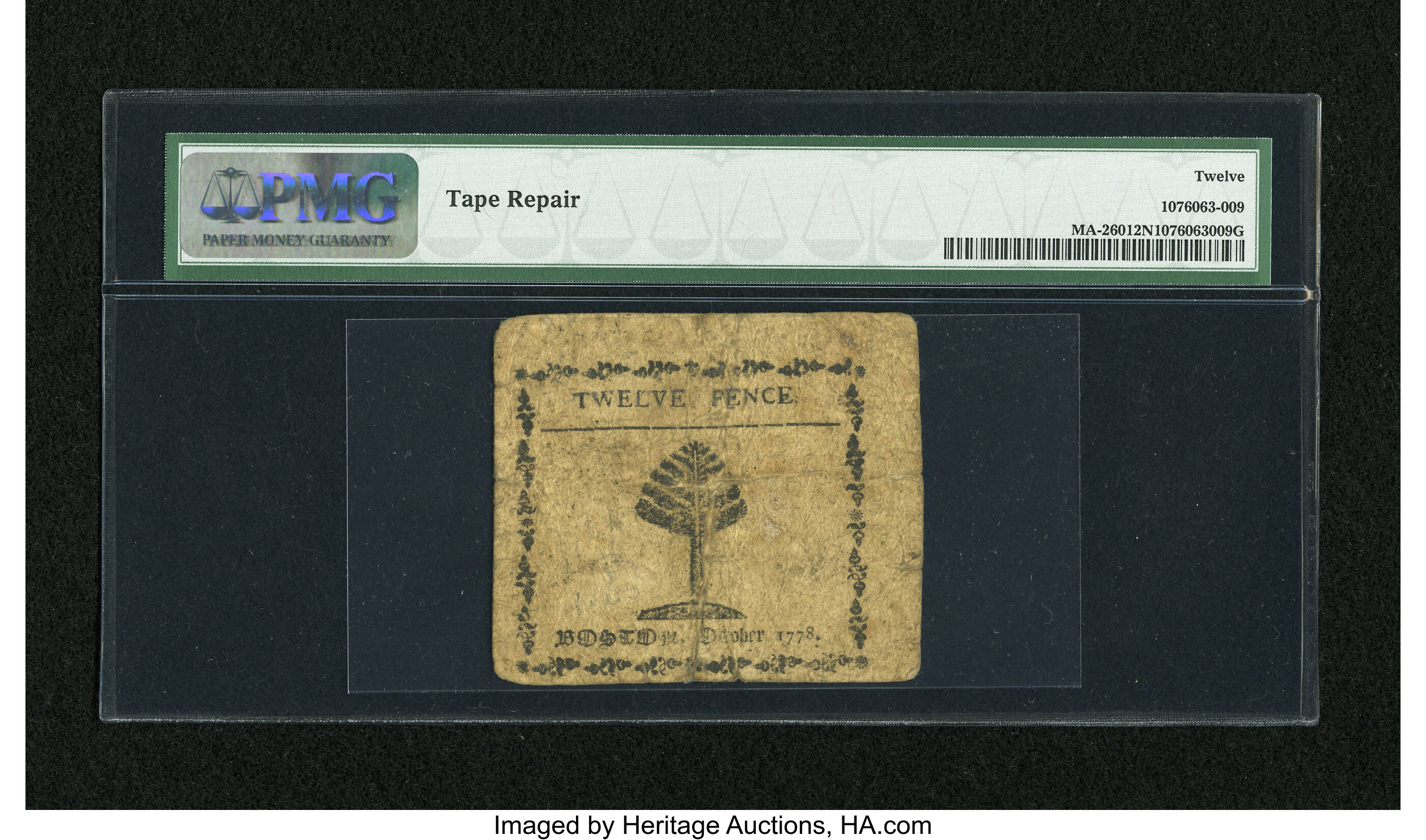 image for: Massachusetts October 16, 1778 12d PMG Fine 12 Net....