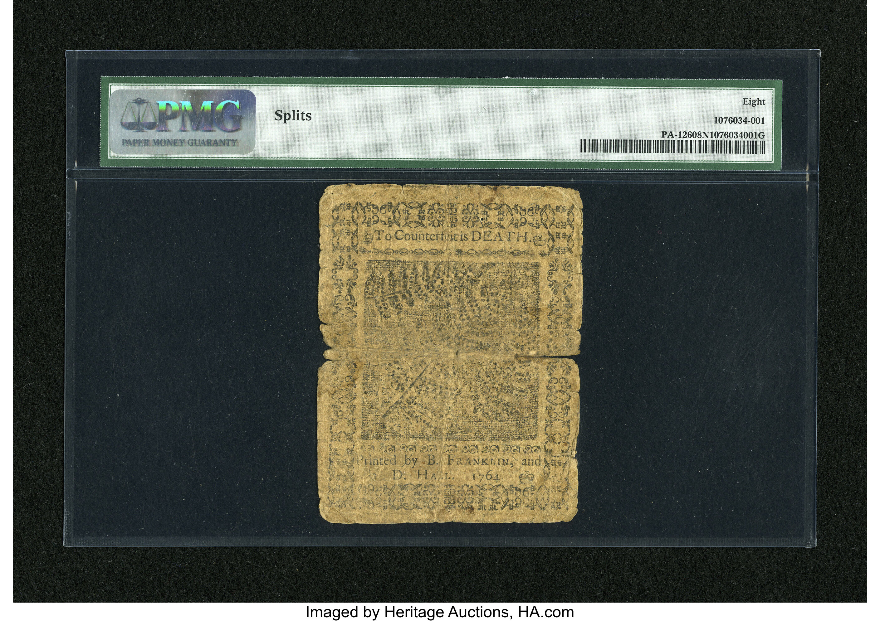 image for: Pennsylvania June 18, 1764 20s PMG Very Good 8 Net....
