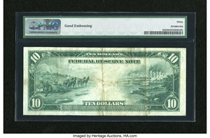 image for: Fr. 942 $10 1914 Federal Reserve Note PMG Very Fine 30....