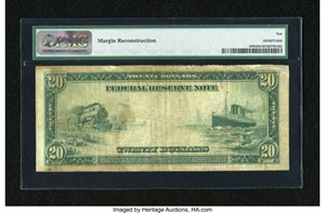 image for: Fr. 970 $20 1914 Federal Reserve Note PMG Very Good 10 Net....
