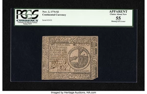 image for: Continental Currency November 2, 1776 $2 PCGS Apparent Choice About New 55....