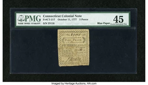image for: Connecticut October 11, 1777 5d Uncancelled PMG Choice Extremely Fine 45....