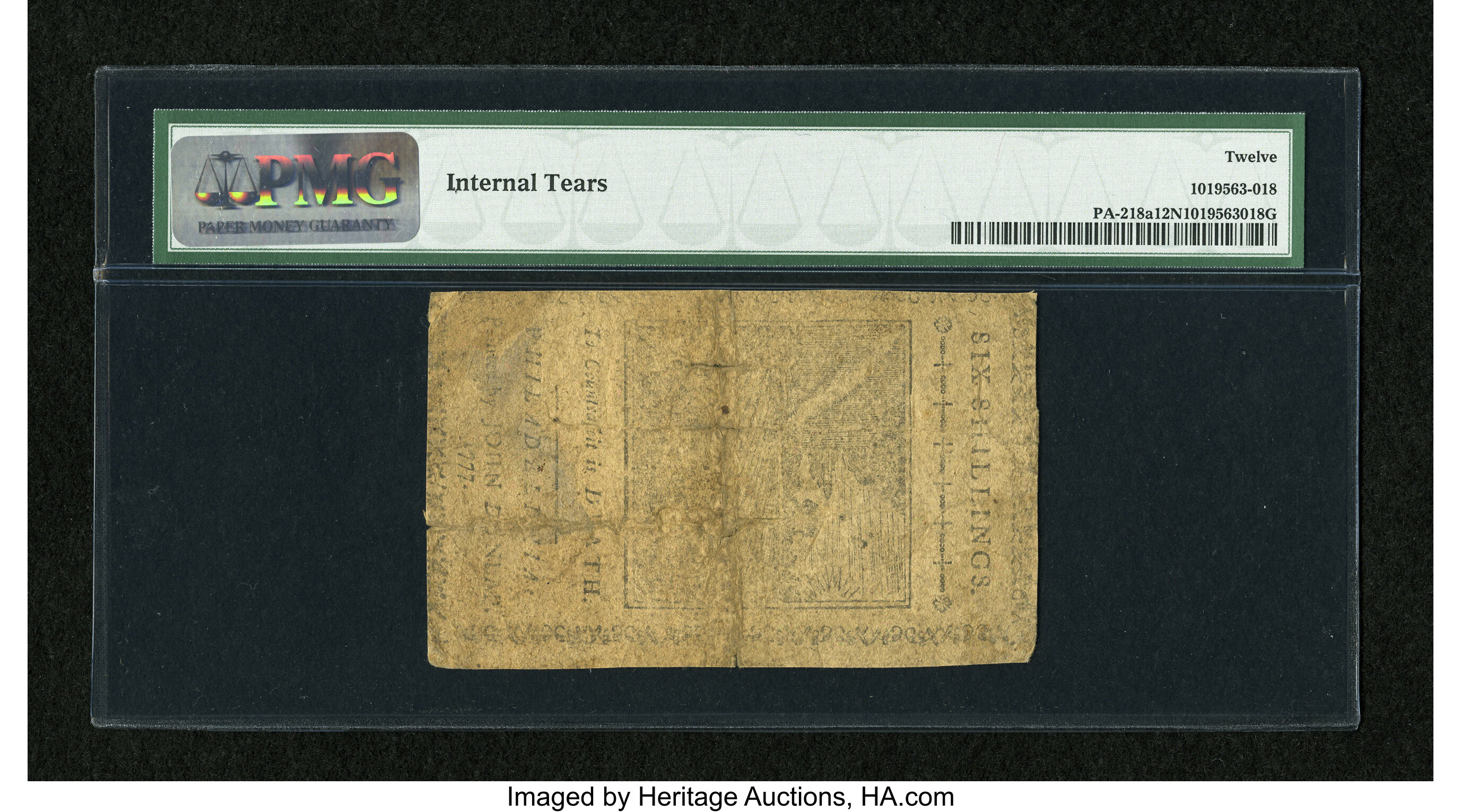 image for: Pennsylvania April 10, 1777 6s PMG Fine 12 Net....