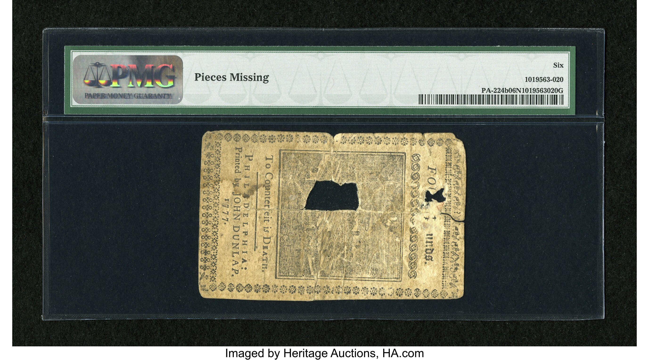 image for: Pennsylvania April 10, 1777 L4 PMG Good 6 Net....