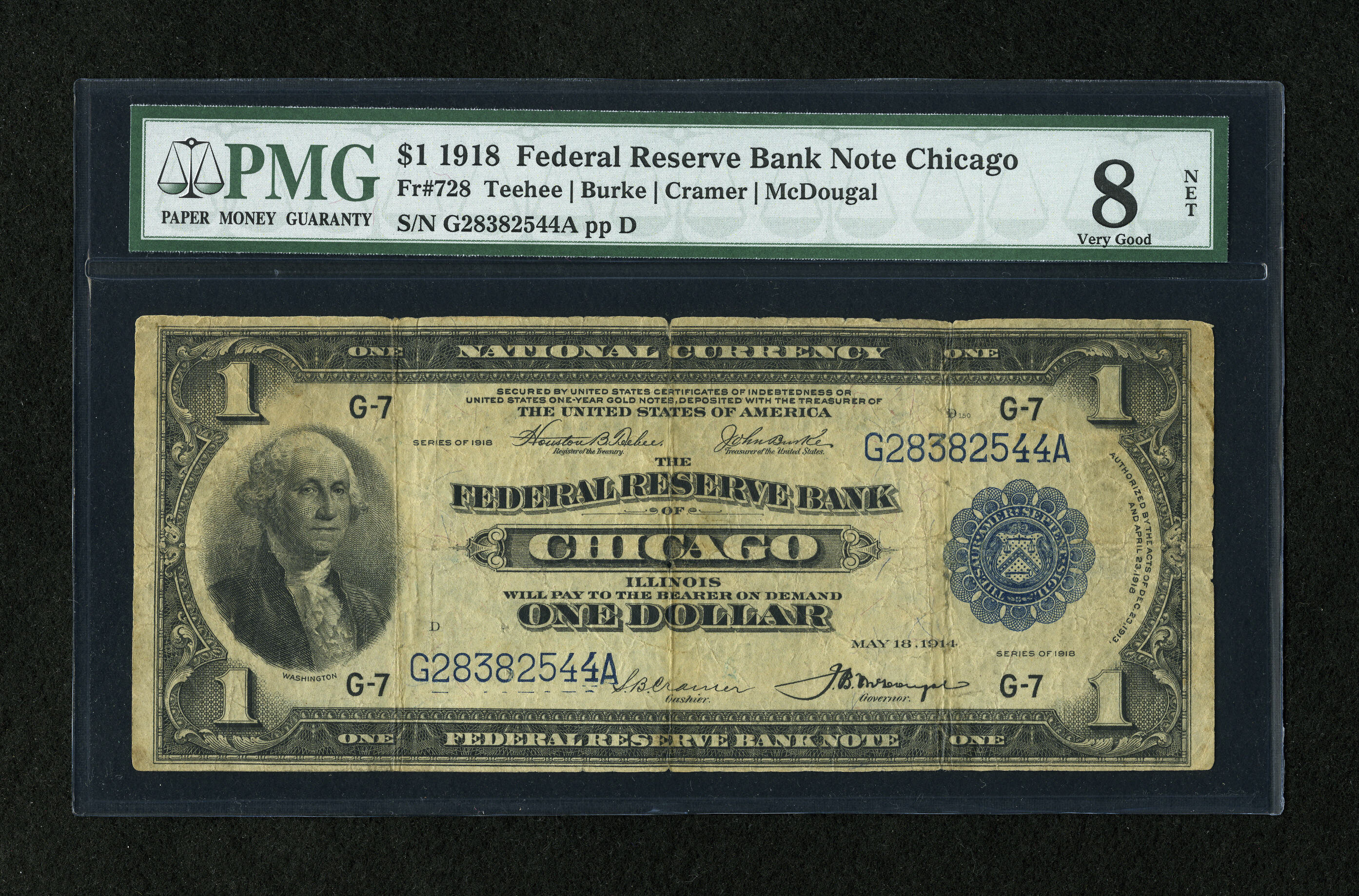 image for: Fr. 728 $1 1918 Federal Reserve Bank Note PMG Very Good 8 Net....