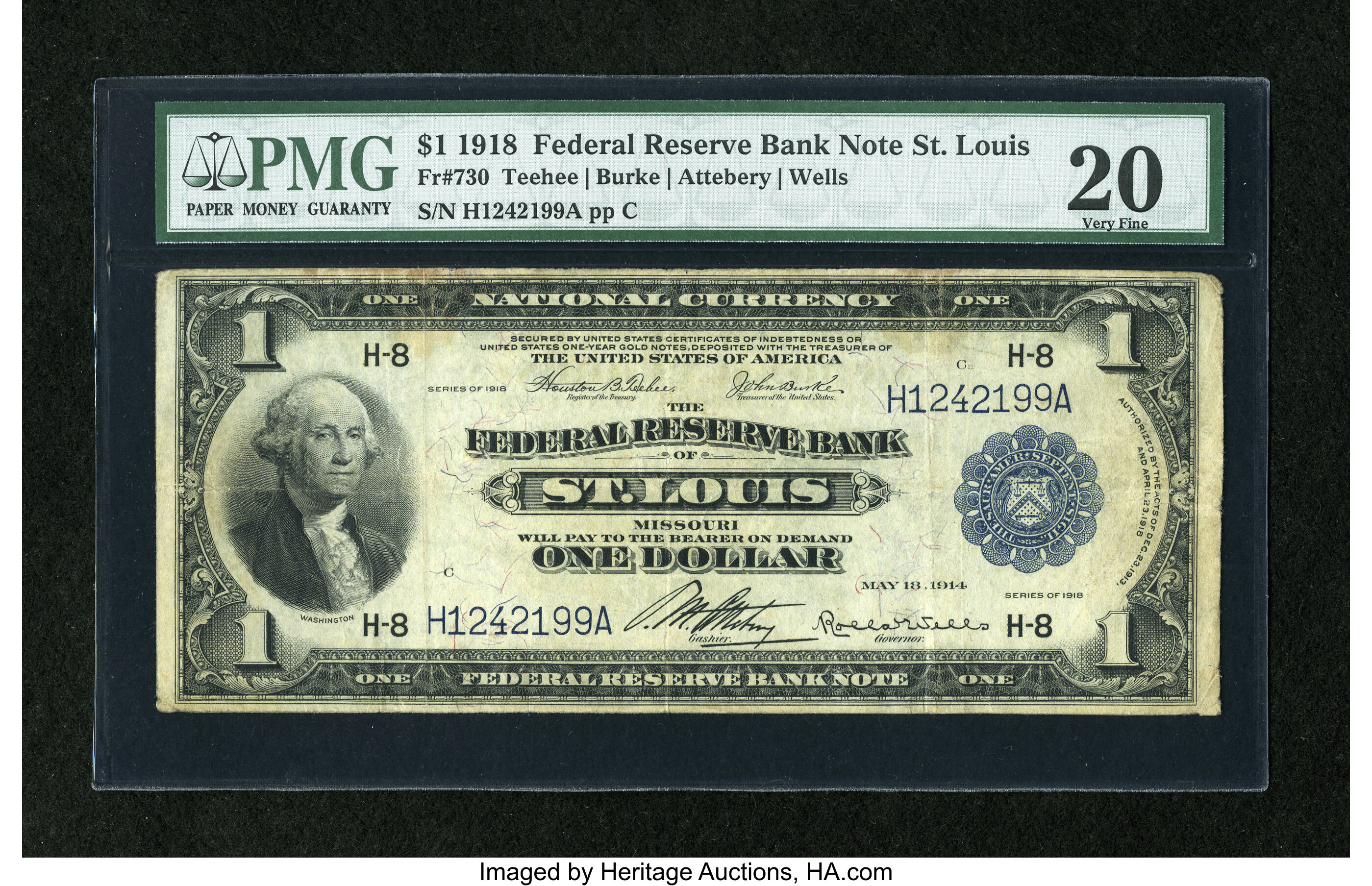 image for: Fr. 730 $1 1918 Federal Reserve Bank Note PMG Very Fine 20....