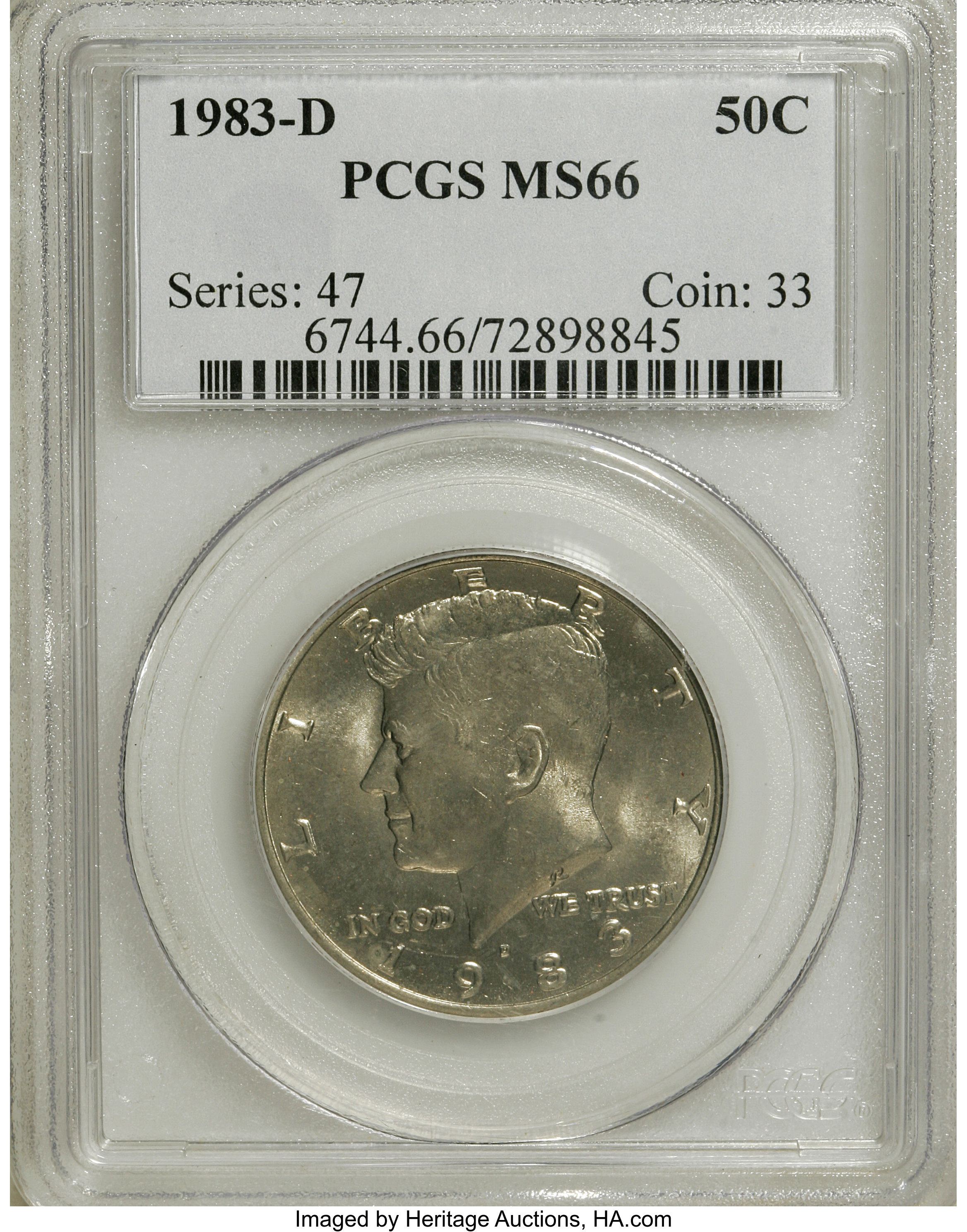 image for: 1983-D 50C MS66 PCGS. PCGS Population (120/25). NGC Census: (15/5). Mintage: 32,472,244. Numismedia Wsl. Price for NGC/PCGS...