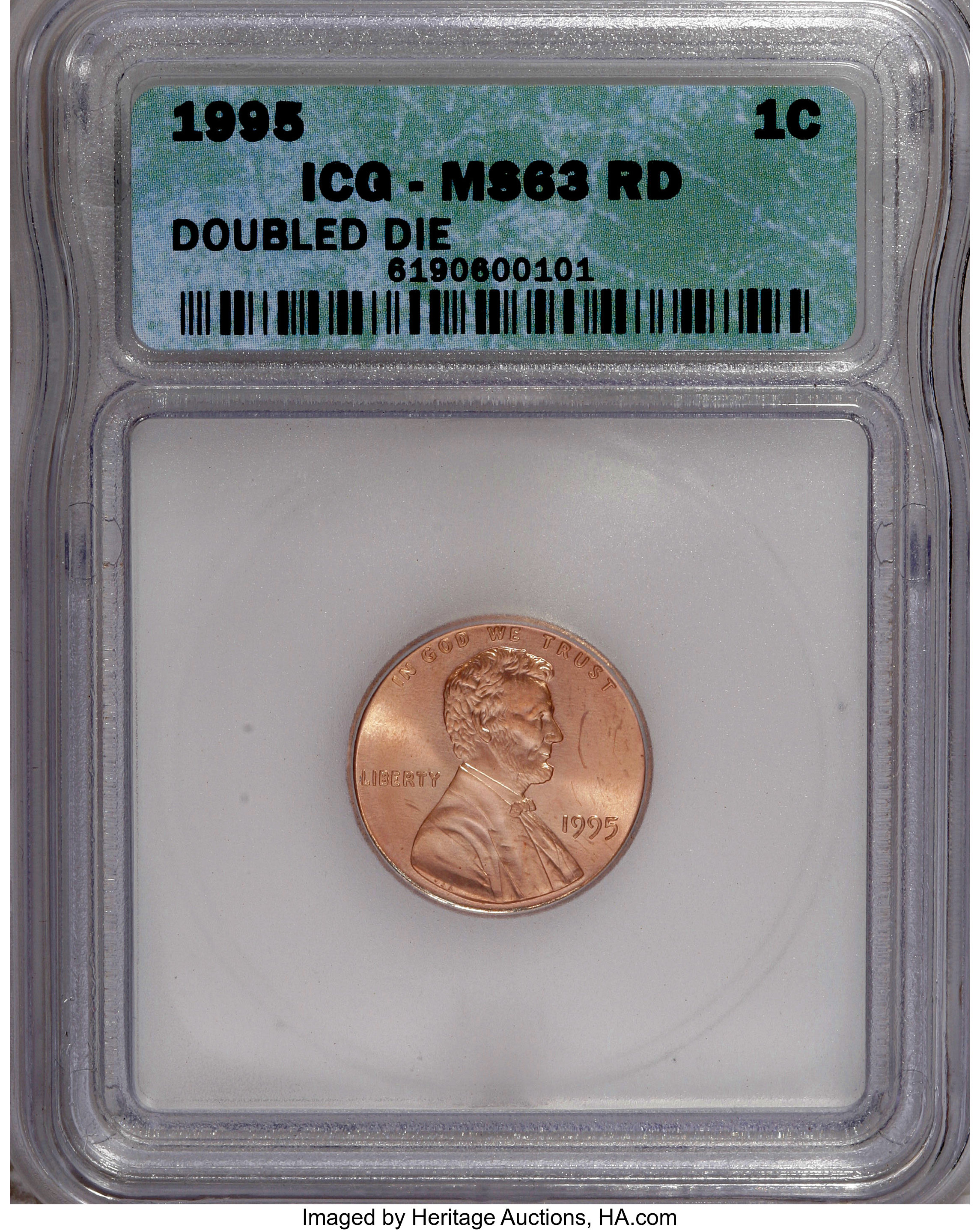 1995 1c Doubled Die Obverse MS RD MS62 RD thumbnail 5