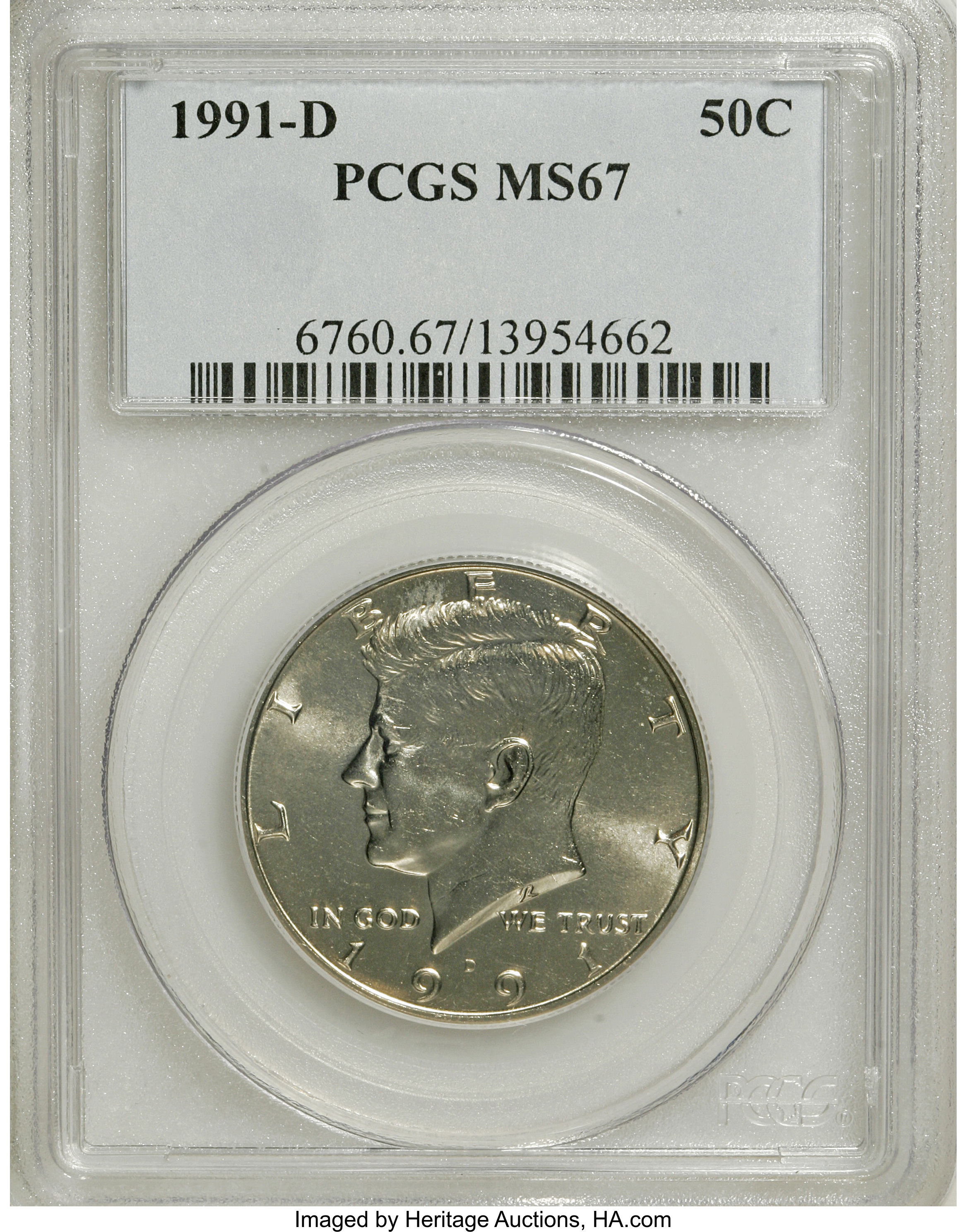 image for: 1991-D 50C MS67 PCGS. PCGS Population (24/2). NGC Census: (30/1). Mintage: 15,054,678. Numismedia Wsl. Price for NGC/PCGS c...