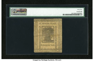 image for: Delaware January 1, 1776 18d PMG Choice Extremely Fine 45....