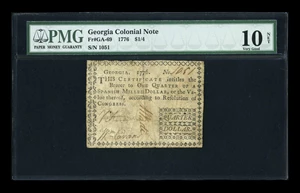 image for: Georgia 1776 $1/4 PMG Very Good Net 10....