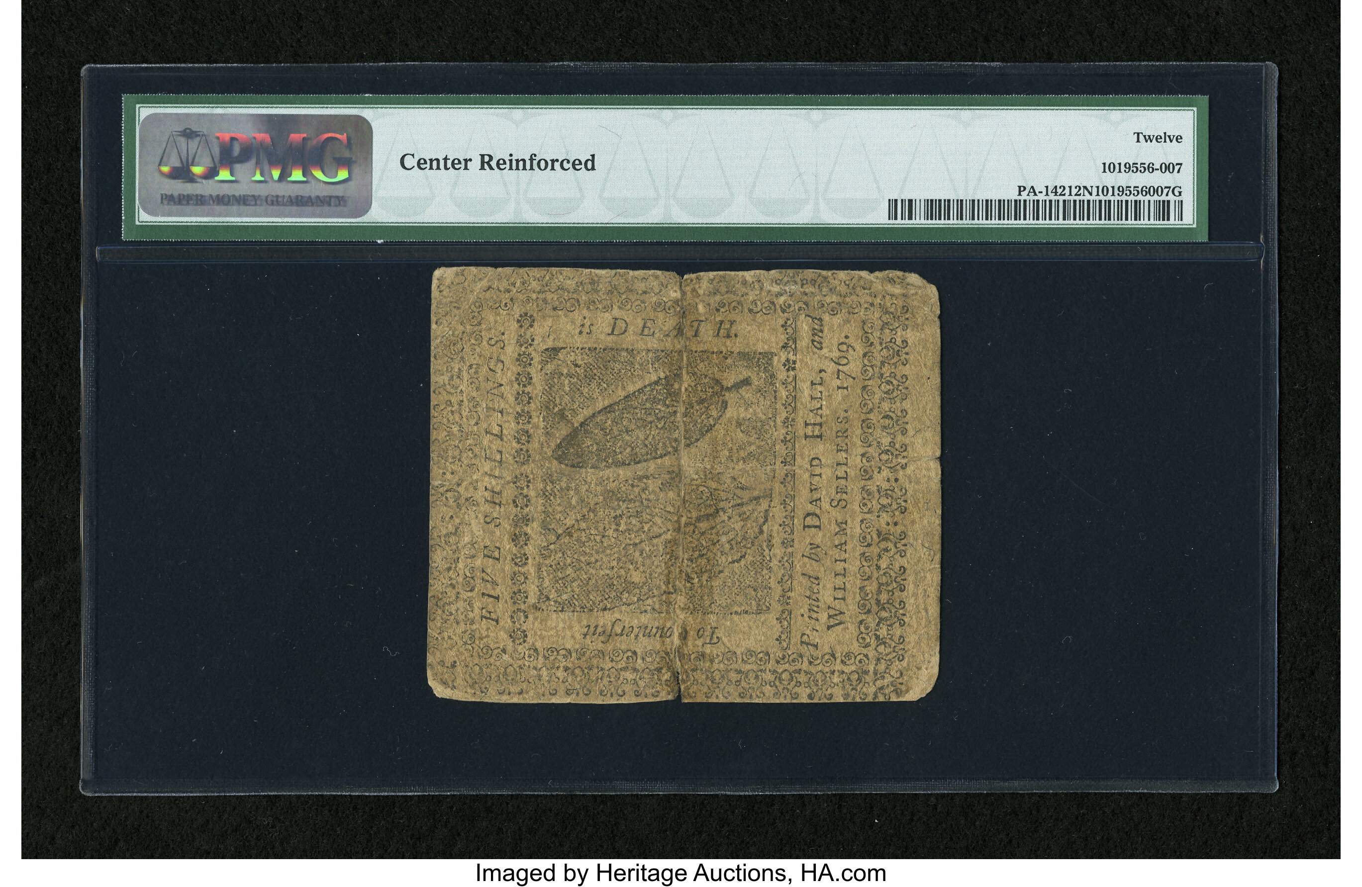image for: Pennsylvania March 10, 1769 5s PMG Net Fine 12....