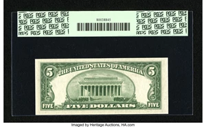 image for: Fr. 1963-J $5 1950B Federal Reserve Note. PCGS Gem New 66PPQ....