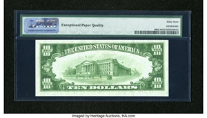 image for: Fr. 2002-A $10 1928B Dark Green Seal Federal Reserve Note. PMG Choice Uncirculated 63 EPQ....