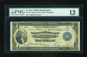 image for: Fr. 716 $1 1918 Federal Reserve Bank Note PMG Fine 12....