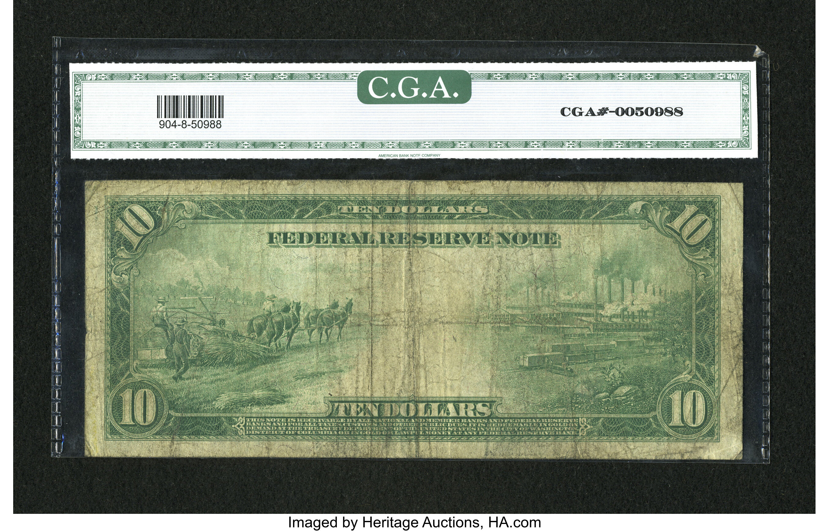image for: Fr. 904 $10 1914 Federal Reserve Note CGA Very Good 08....