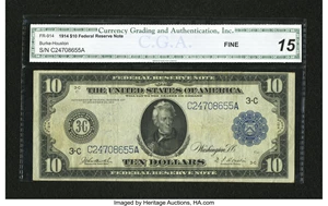 image for: Fr. 914 $10 1914 Federal Reserve Note CGA Fine 15....