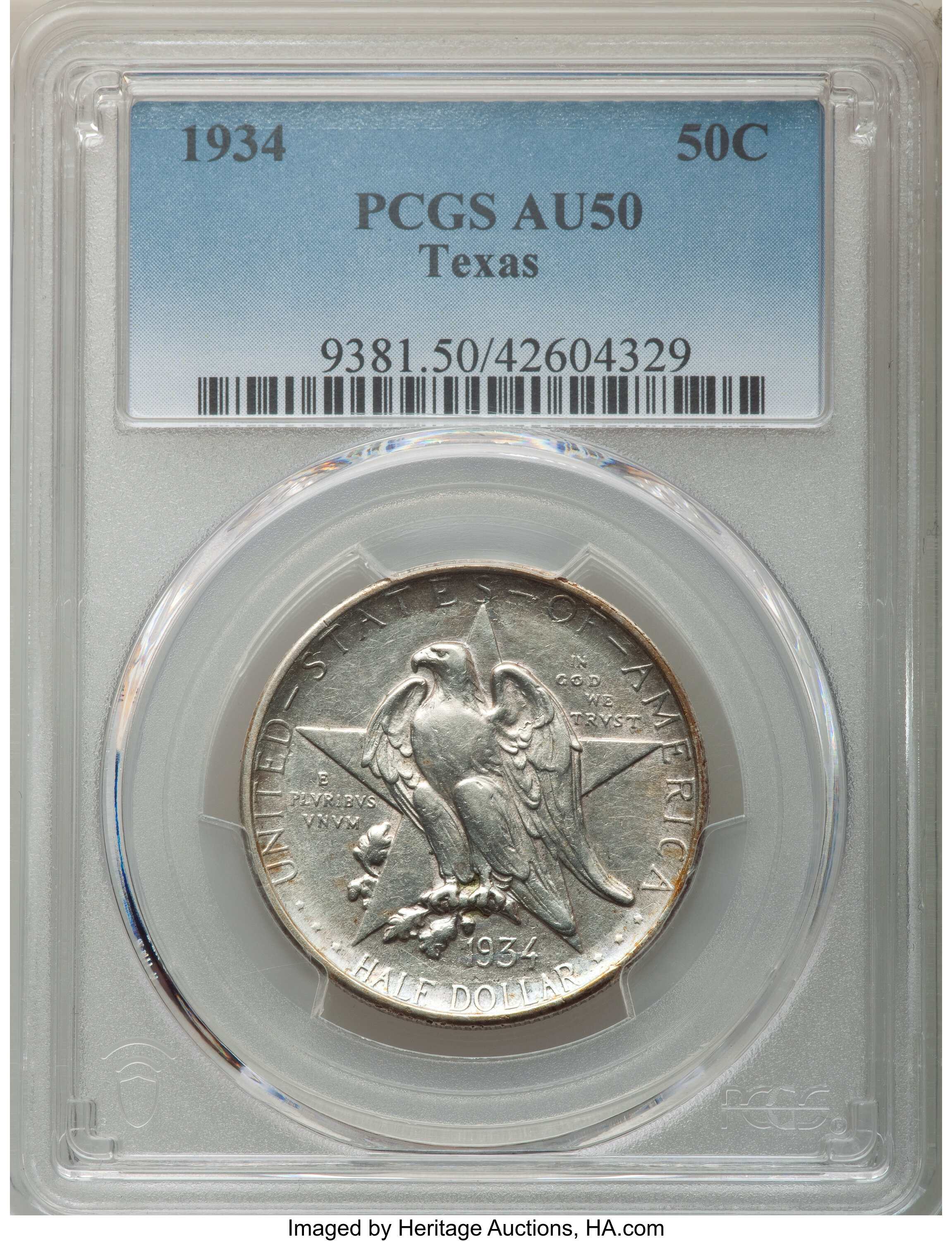 1934 50c Texas XF40 CAC thumbnail 5