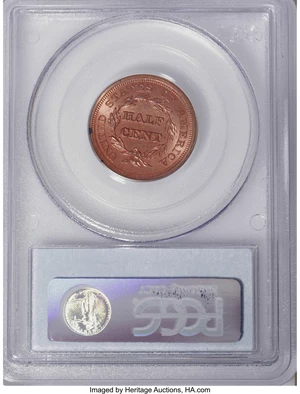 image for: 1856 1/2 C MS64 Red PCGS....