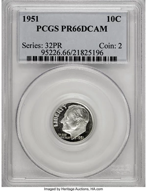 image for: 1951 10C PR66 Deep Cameo PCGS....