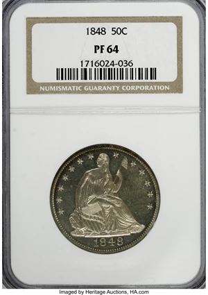 image for: 1848 50C PR64 NGC....