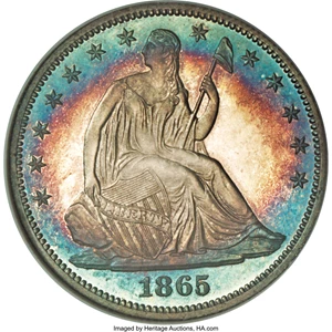 image for: 1865 50C PR67 Cameo NGC....